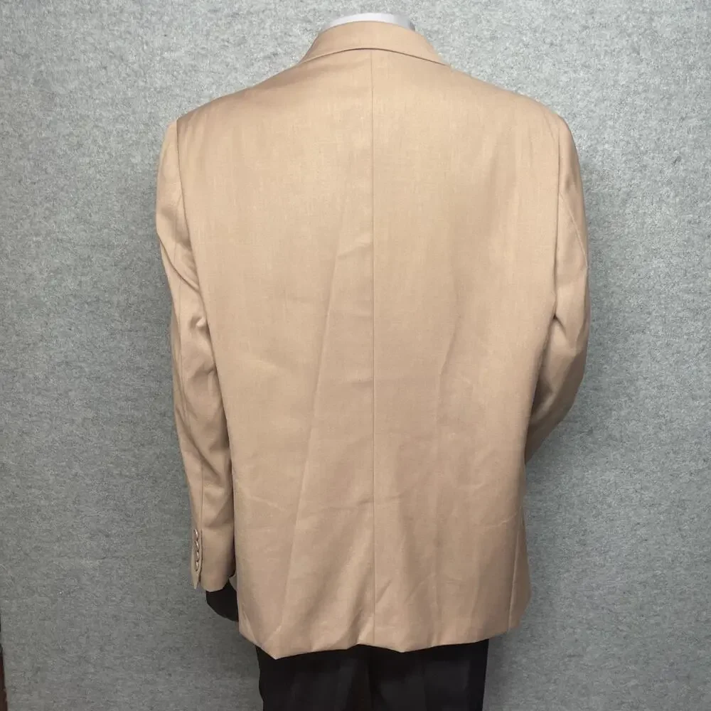 Vittorio St Angelo Mens 3 Pc Suit Sand 3-But Blazer/Vest 48R Pants 42R Classic